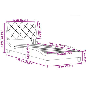 Bettgestell mit LED Schwarz 80x200 cm