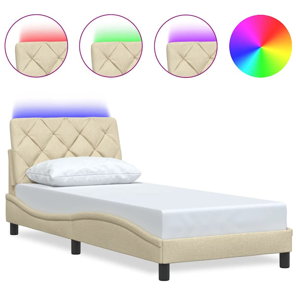 Bettgestell mit LED Creme 80x200 cm