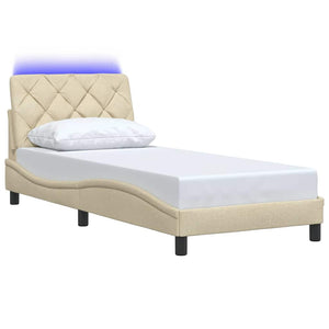 Bettgestell mit LED Creme 80x200 cm