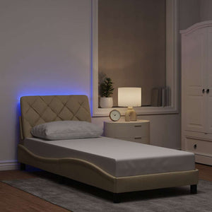 Bettgestell mit LED Creme 80x200 cm