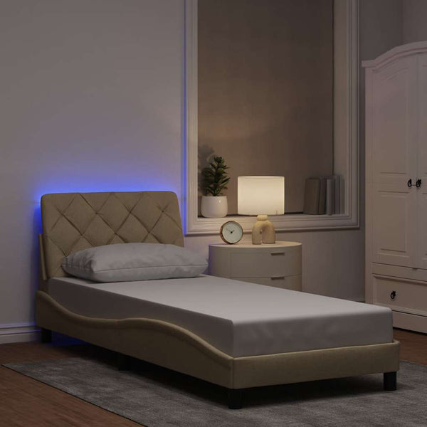 Bettgestell mit LED Creme 80x200 cm