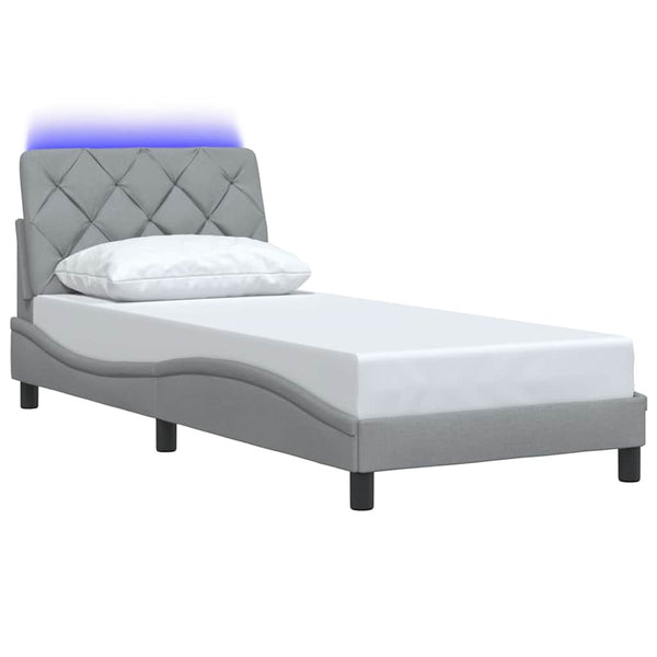 Bettgestell mit LED Hellgrau 90x190 cm