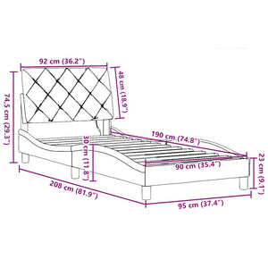 Bettgestell mit LED Hellgrau 90x190 cm