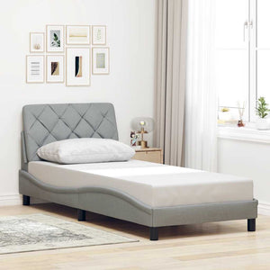 Bettgestell mit LED Hellgrau 90x190 cm