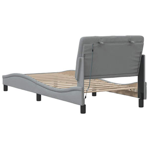 Bettgestell mit LED Hellgrau 90x190 cm