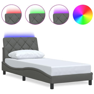 Bettgestell mit LED Dunkelgrau 90x190 cm