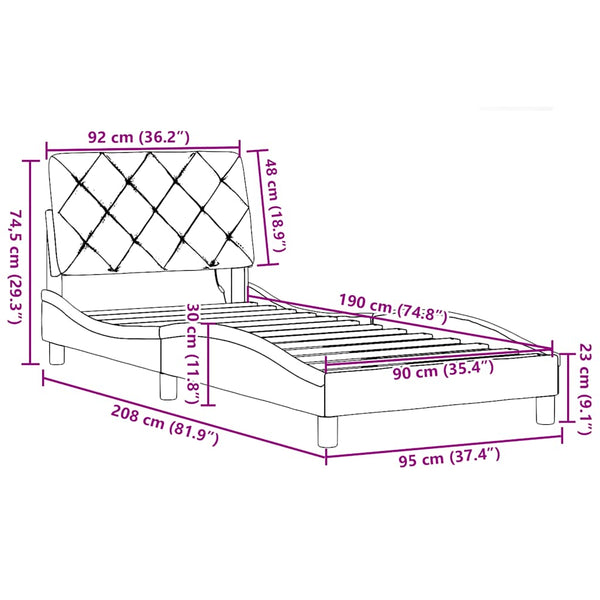 Bettgestell mit LED Schwarz 90x190 cm
