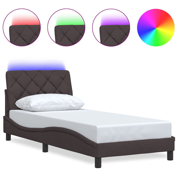Bettgestell Dunkelbraun 90x190 cm mit LED