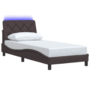 Bettgestell Dunkelbraun 90x190 cm mit LED