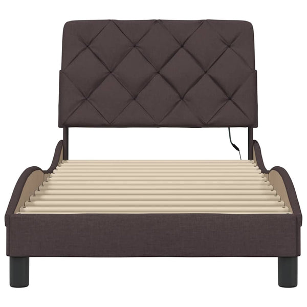 Bettgestell Dunkelbraun 90x190 cm mit LED