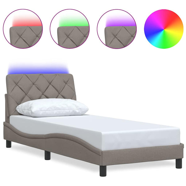 Bettgestell Taupe mit LED 90x190 cm