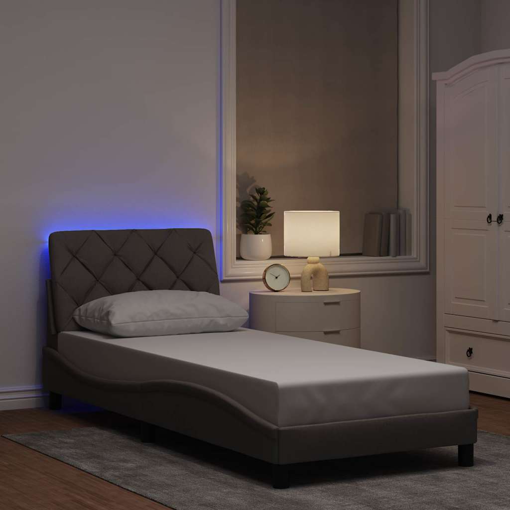 Bettgestell Taupe mit LED 90x190 cm