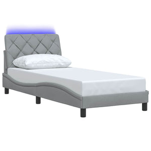 Bettgestell mit LED Hellgrau 90x200 cm