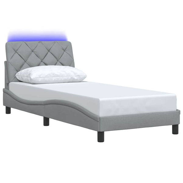 Bettgestell mit LED Hellgrau 90x200 cm