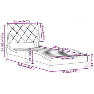 Bettgestell mit LED Hellgrau 90x200 cm