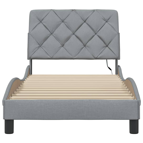 Bettgestell mit LED Hellgrau 90x200 cm