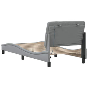 Bettgestell mit LED Hellgrau 90x200 cm