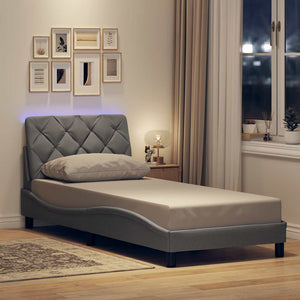 Bettgestell mit LED Hellgrau 90x200 cm