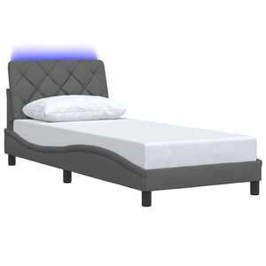 Bettgestell mit LED Dunkelgrau 90x200 cm