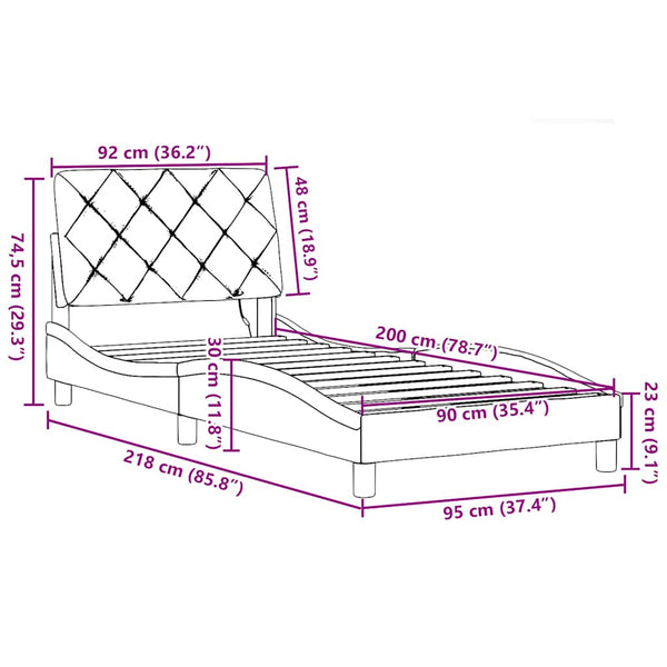 Bettgestell mit LED Dunkelgrau 90x200 cm