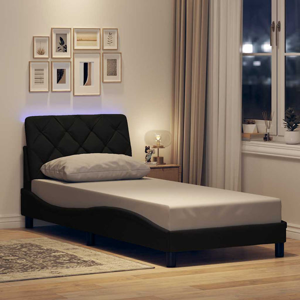 Bettgestell mit LED Schwarz 90x200 cm