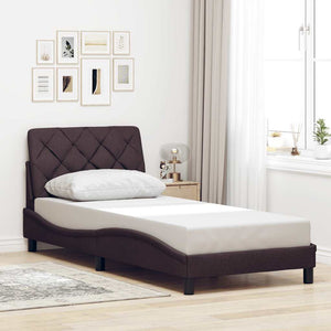 Bettgestell mit LED Dunkelbraun 90x200 cm