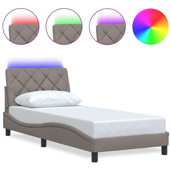 Bettgestell Taupe mit LED 90x200 cm