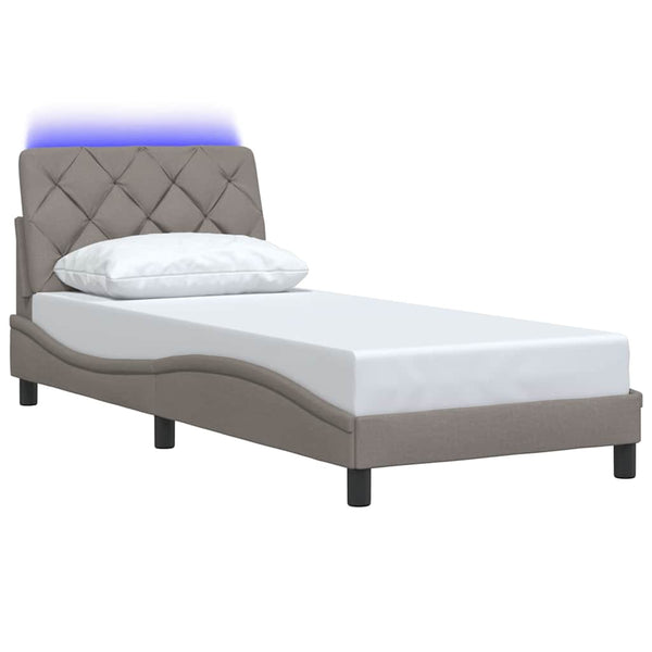 Bettgestell Taupe mit LED 90x200 cm