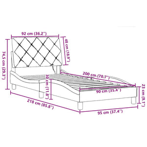 Bettgestell Taupe mit LED 90x200 cm