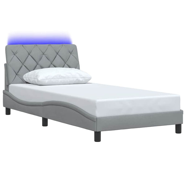 Bettgestell mit LED Hellgrau 100x200 cm