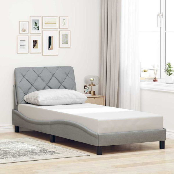 Bettgestell mit LED Hellgrau 100x200 cm