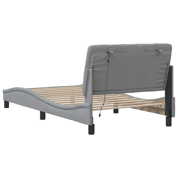Bettgestell mit LED Hellgrau 100x200 cm