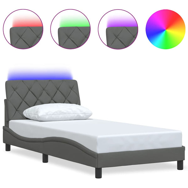 Bettgestell mit LED Dunkelgrau 100x200 cm