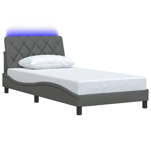 Bettgestell mit LED Dunkelgrau 100x200 cm