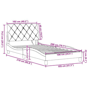 Bettgestell mit LED Dunkelgrau 100x200 cm