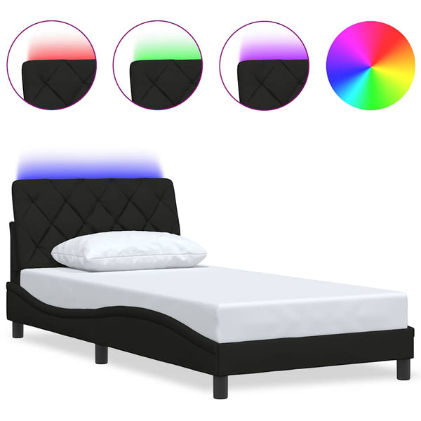 Bettgestell Schwarz 100x200 cm mit LED