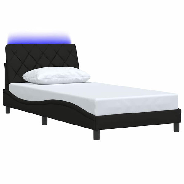 Bettgestell Schwarz 100x200 cm mit LED