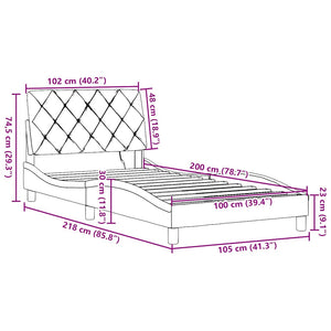 Bettgestell Schwarz 100x200 cm mit LED