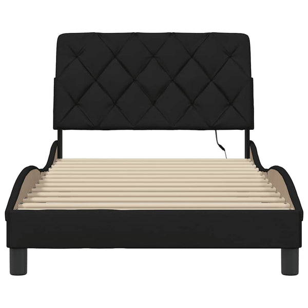 Bettgestell Schwarz 100x200 cm mit LED