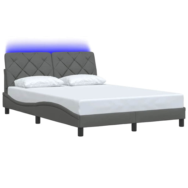 Bettgestell mit LED Dunkelgrau 120x200 cm