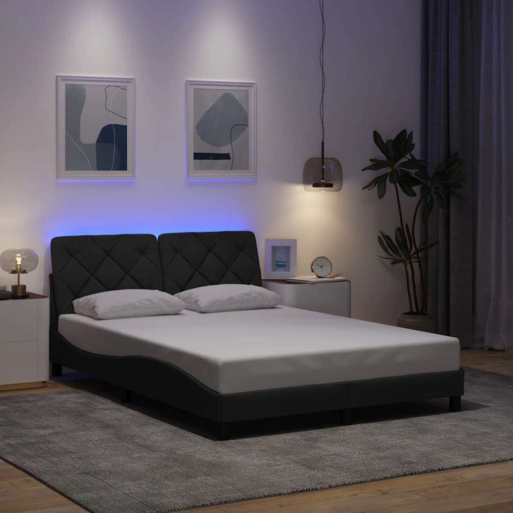 Bettgestell mit LED Dunkelgrau 120x200 cm