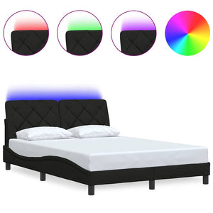 Bettgestell mit LED Schwarz 120x200 cm