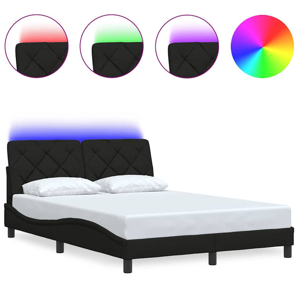 Bettgestell mit LED Schwarz 120x200 cm