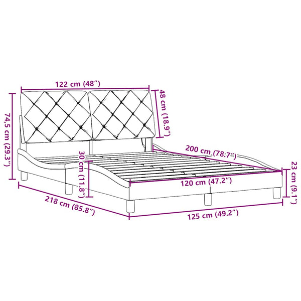 Bettgestell mit LED Schwarz 120x200 cm