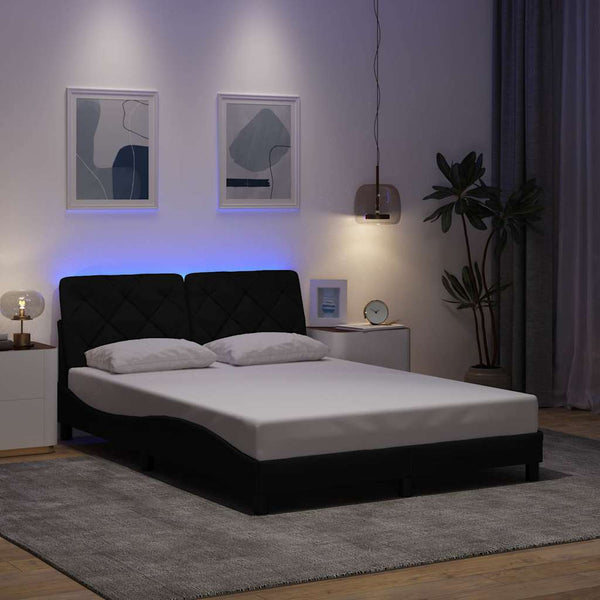 Bettgestell mit LED Schwarz 120x200 cm