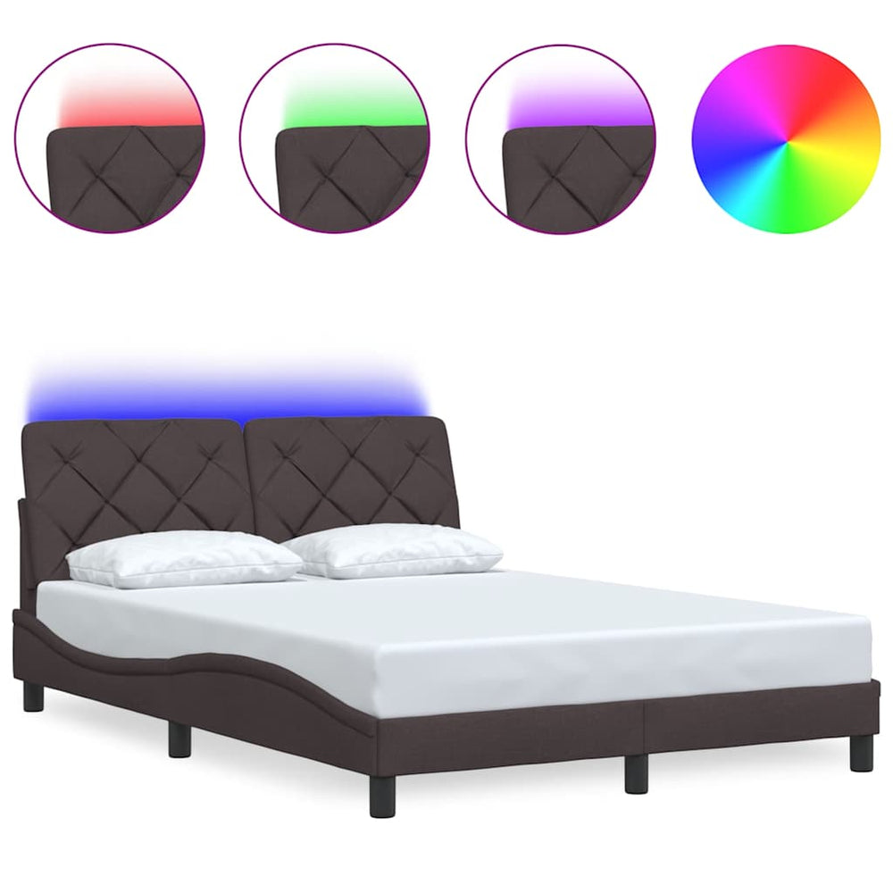 vidaXL LED Bed Frame without Mattress Dark Brown 120x200 cm Fabric