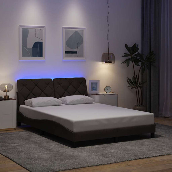 Bettgestell mit LED Dunkelbraun 120x200 cm