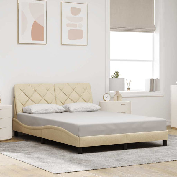 Bettgestell Creme mit LED 120x200 cm