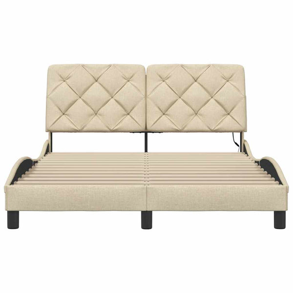 Bettgestell Creme mit LED 120x200 cm