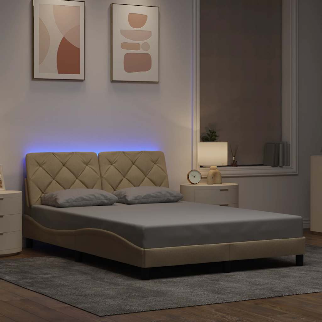 Bettgestell Creme mit LED 120x200 cm